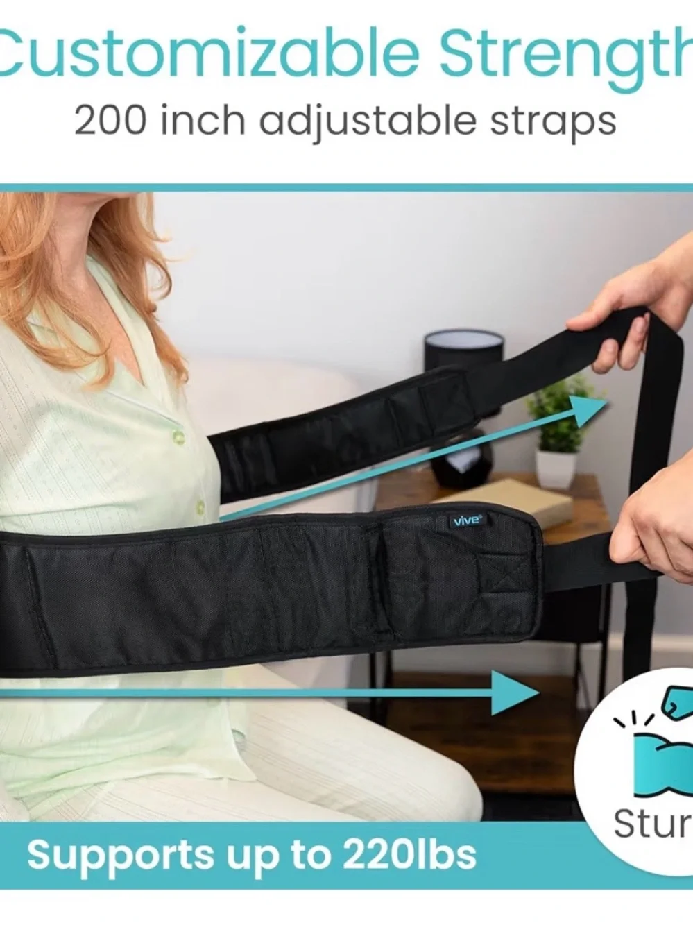 Adjustable Black Bed Rail Restraint Belt